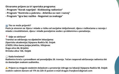 Poziv na prijave za besplatne treninge
